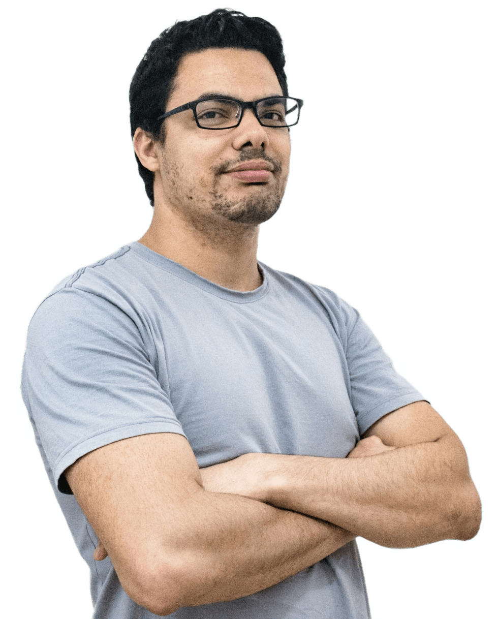 Black haired python programmer with glasses