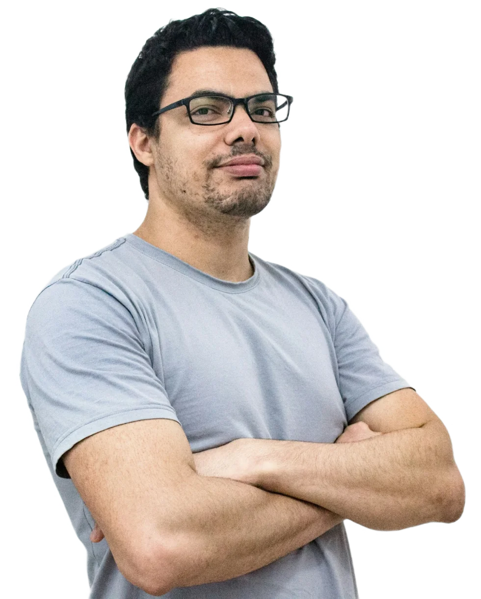Black haired python programmer with glasses